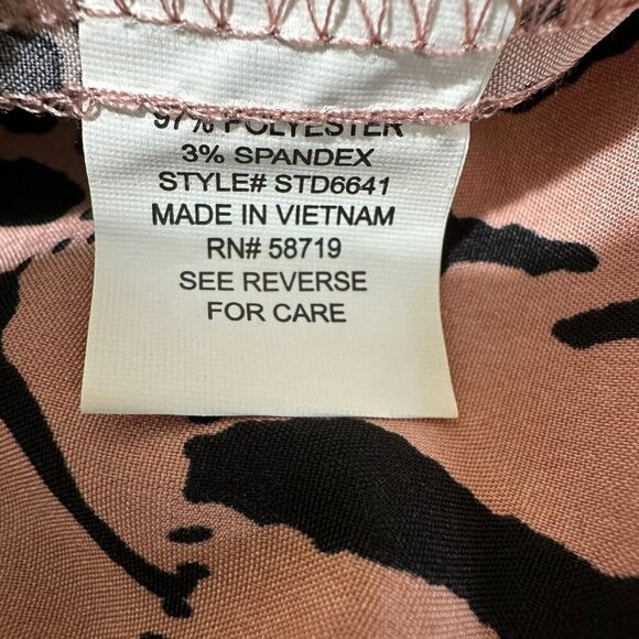 NY Collection Women Plus 2X Pink Animal Print Long Sleeve Tiered Dress Belt NWT - Picture 11 of 12